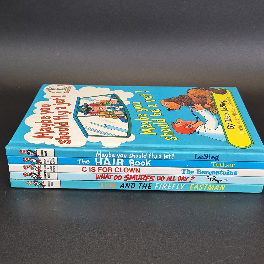Lot of 5 Dr. Suess Beginner Books I Can Read 1958-1983 Smurfs Hair Sam Clown